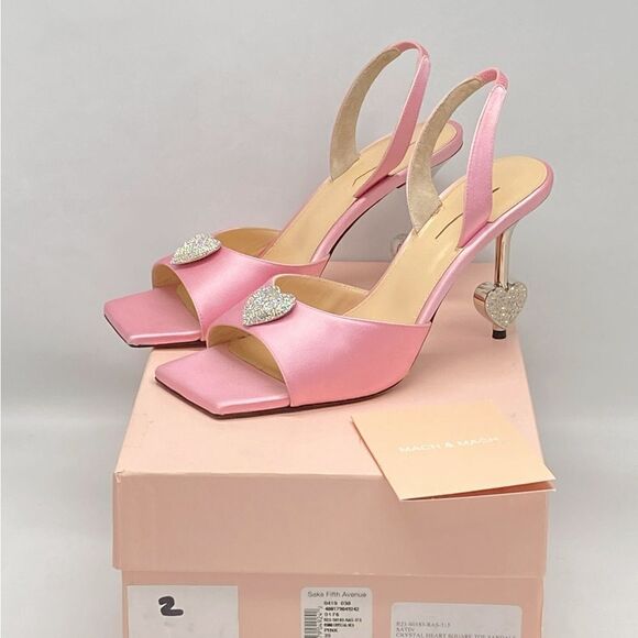 MACH & MACH Crystal Heart Slingback Heel Sandals size 39 - Picture 12 of 14